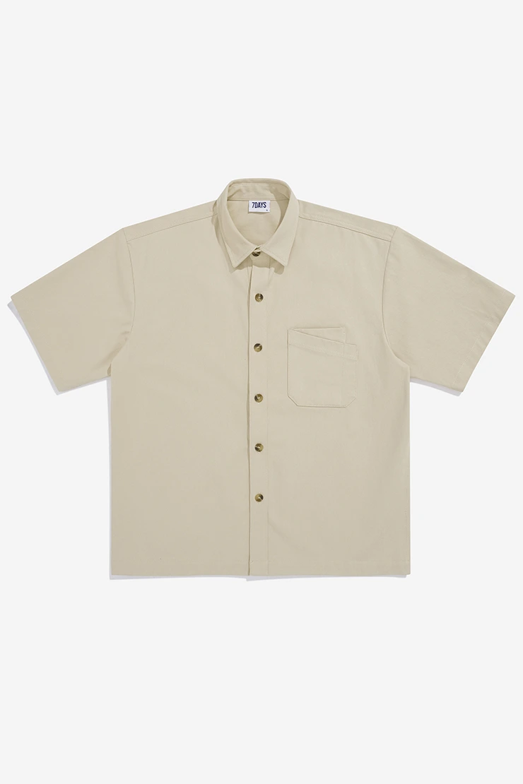 KHAKI SHORT-SLEEVE SHIRT - BEIGE
