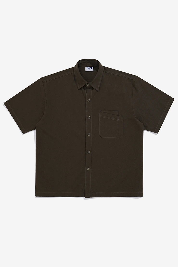 KHAKI SHORT-SLEEVE SHIRT - BROWN